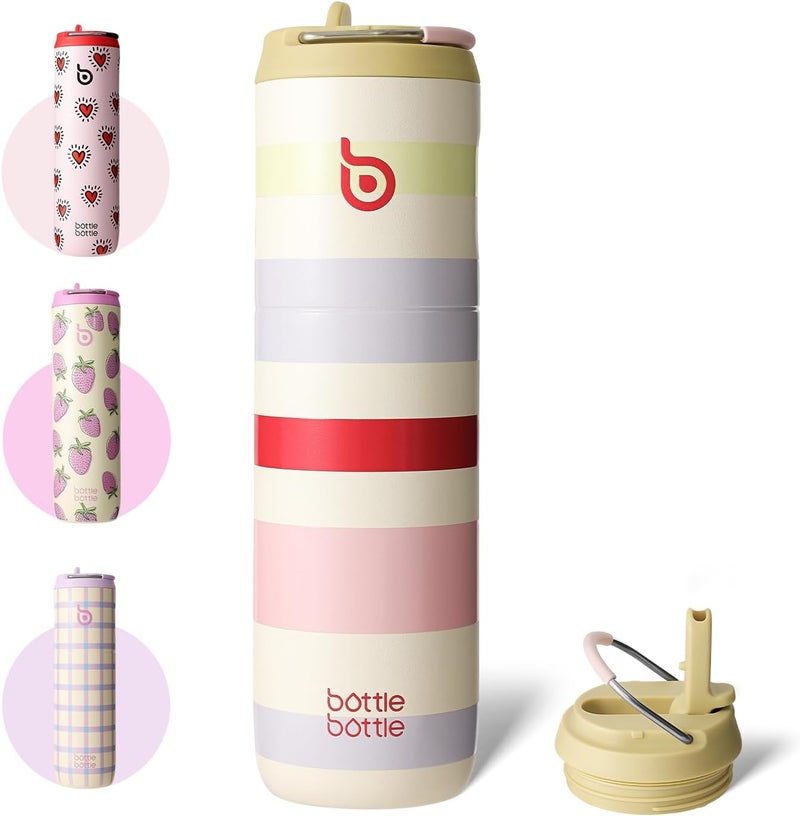 bottle bottle Insulated Water Bottle 24oz with Straw Lid and Handle for Sports Travel Gym Stainless Steel Water Bottles Double-Wall Vacuum Metal Leak Proof BPA-Free (AuroraBands) - Image 1