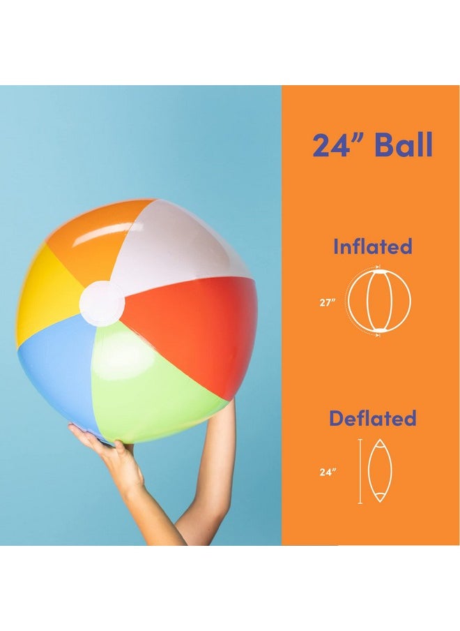 Top Race Large Beach Balls Bulk Beach Balls - Big Inflatable Beach Balls 24 Inch For Kids, Pool, Summer Beach Party Favors & Water Games Beachball - Large Beach Ball Jumbo Beach Balls Blow Up Ball  - Image 3