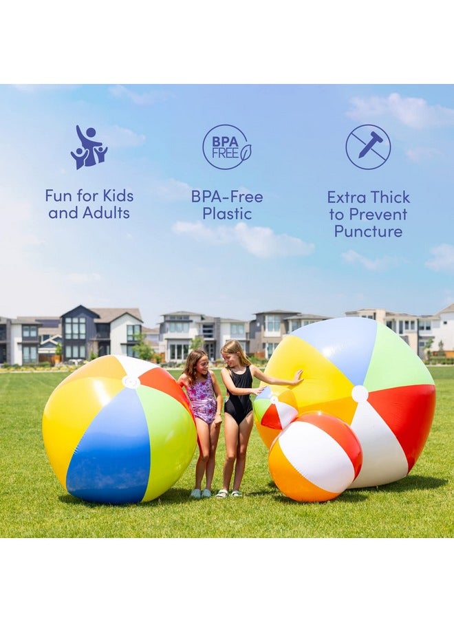 Top Race Large Beach Balls Bulk Beach Balls - Big Inflatable Beach Balls 24 Inch For Kids, Pool, Summer Beach Party Favors & Water Games Beachball - Large Beach Ball Jumbo Beach Balls Blow Up Ball  - Image 4