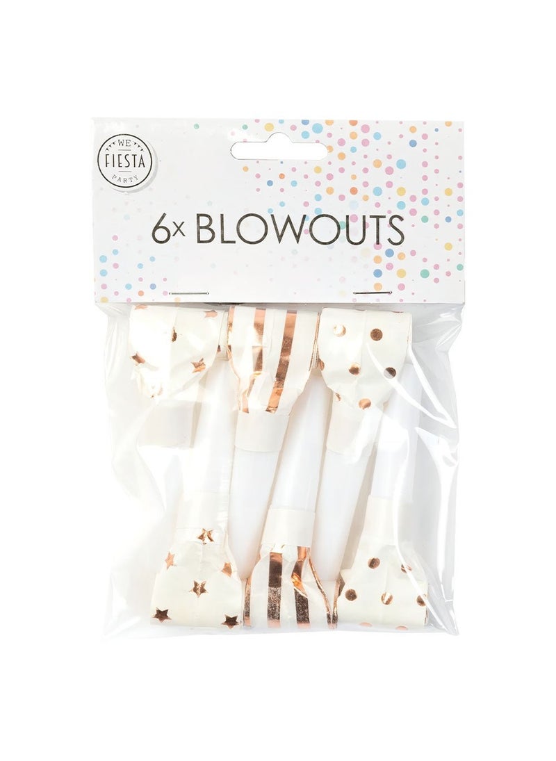 Globos Party Horns Pink White Pattern Mix 8cm 6-Pack