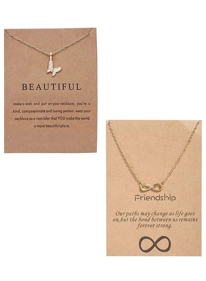 Thrillz Charming Infinity Butterfly Gold Plated Pendant Necklace For Women Girls Combo of 2 - Image 1