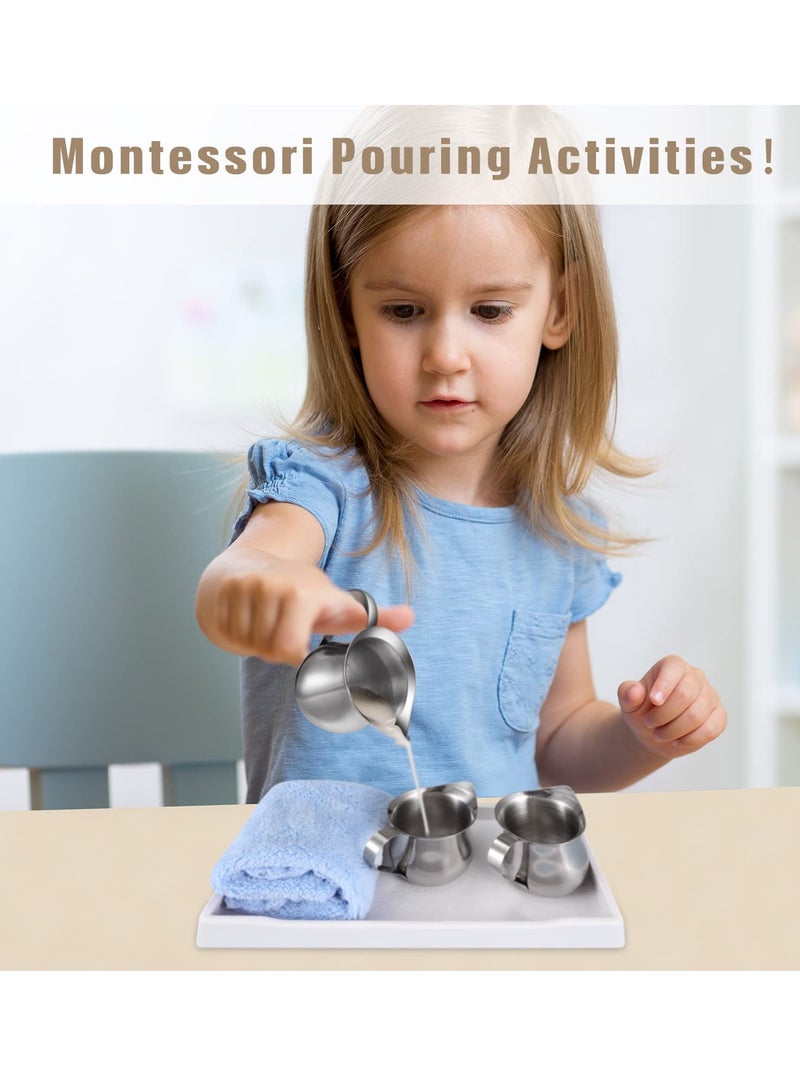 Excefore Creamer Pitcher, 4 Pieces Bell Shaped Creamer 3 Ounce Espresso Pouring Cup Stainless Steel Creamer Pitcher Mirror Finish Mini Stainless Steel Pitcher for Coffee Shop Restaurant Bakery Kitchen - Image 3