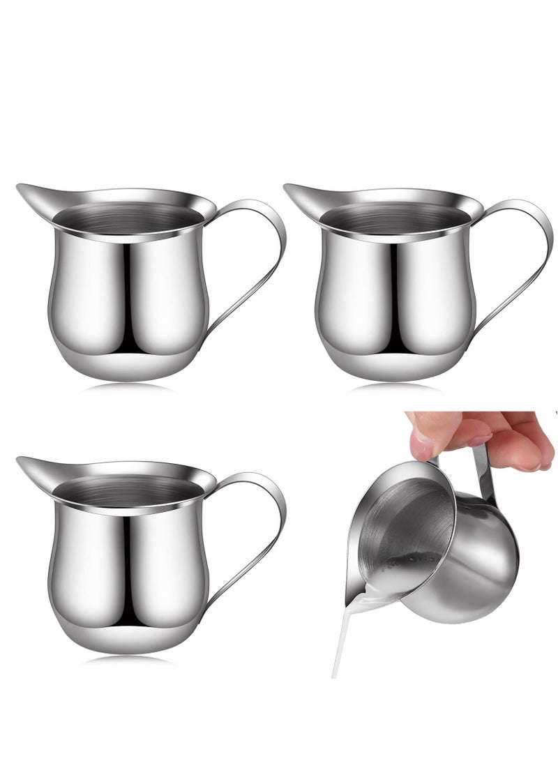 Excefore Creamer Pitcher, 4 Pieces Bell Shaped Creamer 3 Ounce Espresso Pouring Cup Stainless Steel Creamer Pitcher Mirror Finish Mini Stainless Steel Pitcher for Coffee Shop Restaurant Bakery Kitchen - Image 1