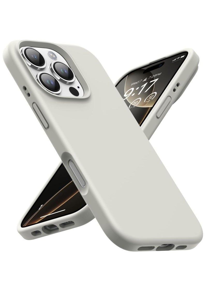 Raxoom iPhone 16 Pro Max Soft Liquid Silicone Gel Case - Full Body Shockproof Protection with Matte Finish & Microfiber Lining (Stone) - Image 1