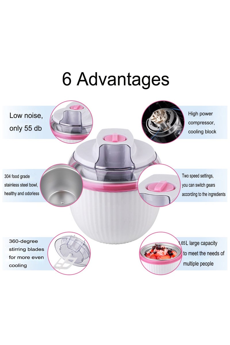 TDAO Electric Ice Cream Machine, DIY Home Ice Cream Maker for Homemade Gelato, Sorbet, Frozen Yogurt, Built-In Ingredient Chute, Easy to Clean and Store 1.65L - Image 4