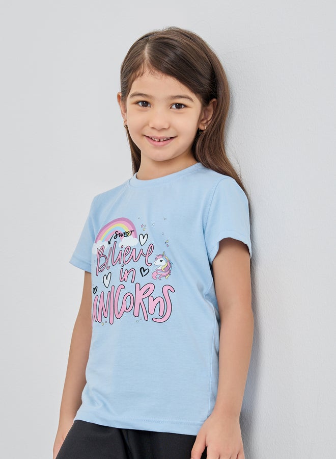 ستايلي تيشيرت ستايلي بطبعة جرافيك ورقبة دائرية - Image 1