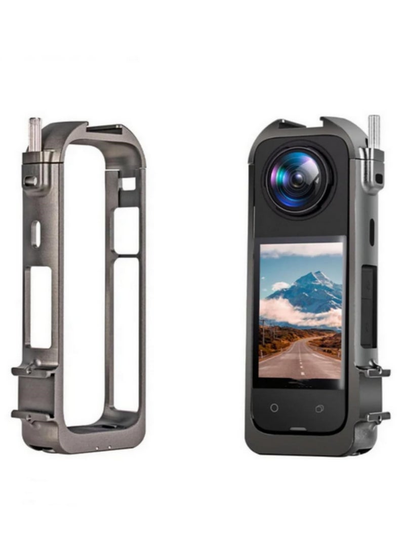 Aluminum Alloy Frame For Insta360 X4 Metal Protective Frame With Cold Shoe Mount Bezel Rabbit Cage Bracket For Insta360 X4 Camera Accessories - Image 1