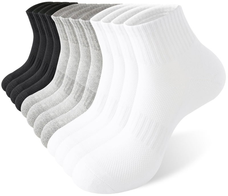 Rehelu Womens Ankle Socks Crew Socks Cotton Running Gym Workout Socks for Women White & Black & Gray - Image 1