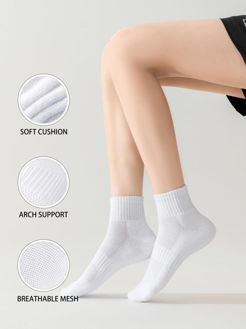 Rehelu Womens Ankle Socks Crew Socks Cotton Running Gym Workout Socks for Women White & Black & Gray - Image 4