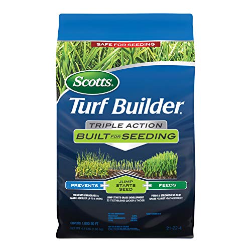 Scotts Turf Builder Triple Action Built For Seeding - Weed Preventer and Fertilizer for New Lawns, 1,000 sq. ft., 4.3 lbs. - Image 1
