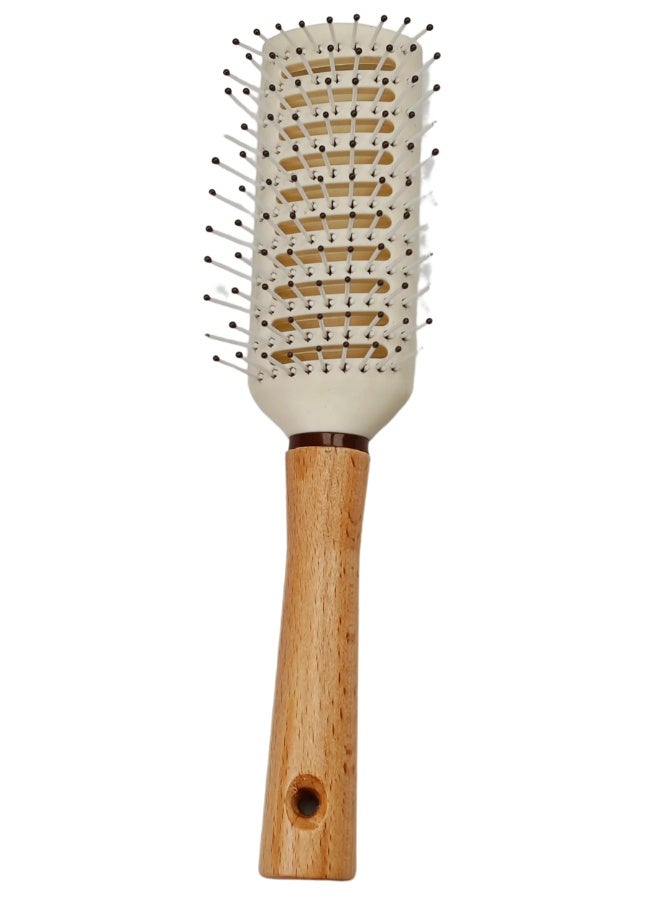 فرشاة شعر، مصنوعة من الخيزران الطبيعي النقي، بدون طلاء، تدليك فروة الرأس أثناء تمشيط الشعر ومنع الكهرباء الساكنة (قطعة واحدة) - Image 1