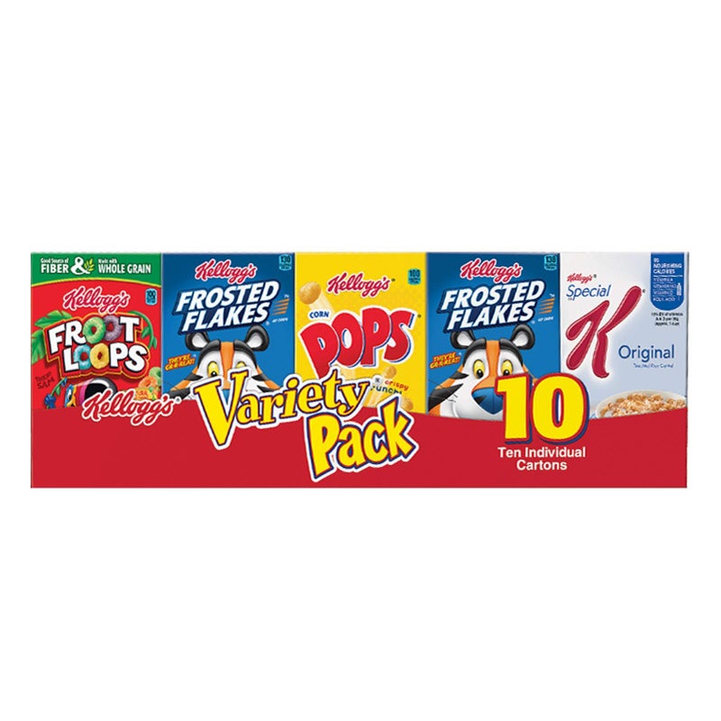 Kellogg's Kelloggs Cold Breakfast Cereal Single Serve Variety Pack 1094oz Tray 10 Boxes - Image 3
