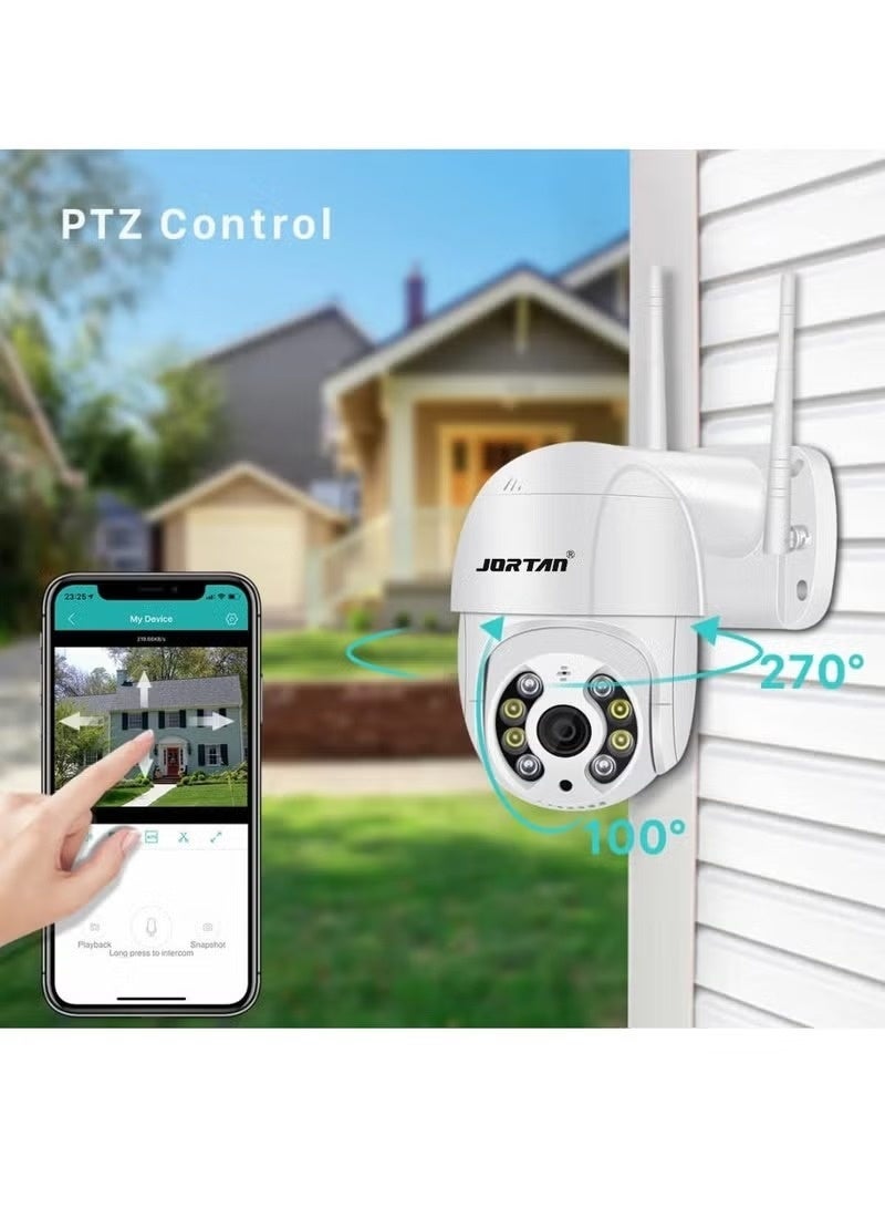 JORTAN 3MP WiFi Outdoor PTZ Security Camera, 360° Pan Tilt, Motion Detection & Auto Tracking, 2-Way Audio, Color Night Vision, IP66 Waterproof - Image 2