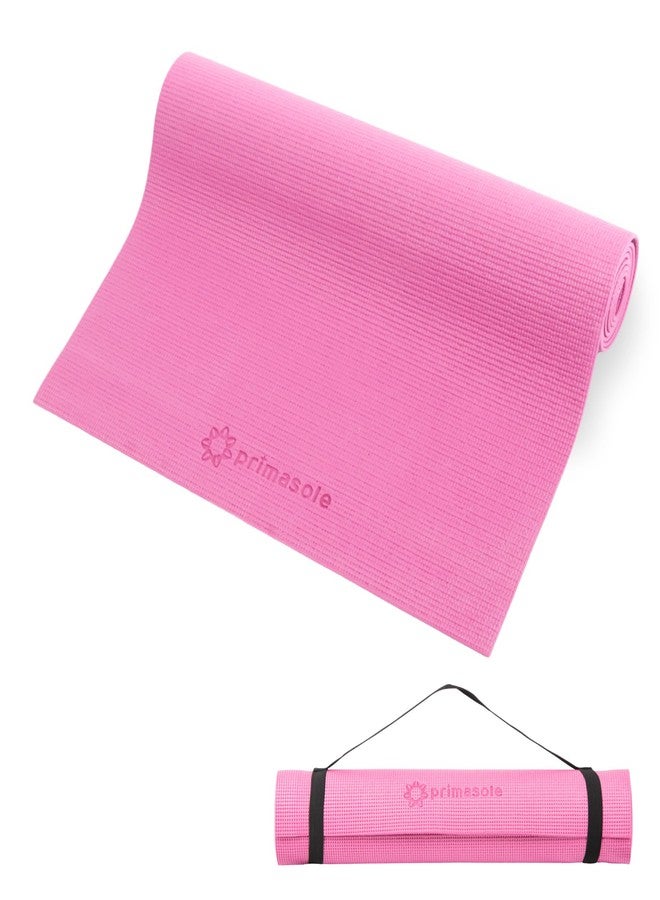 Primasole Yoga Mat with Carry Strap for Yoga Pilates Fitness and Floor Workout at Home and Gym 1/4 thick (Azalea Pink Color) PSS91NH004A - Image 1
