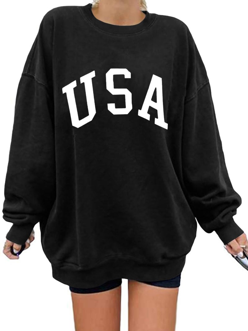Langwyqu Womens' Oversized Crewneck Long Sleeve Casual Loose Pullover Tops - Image 1