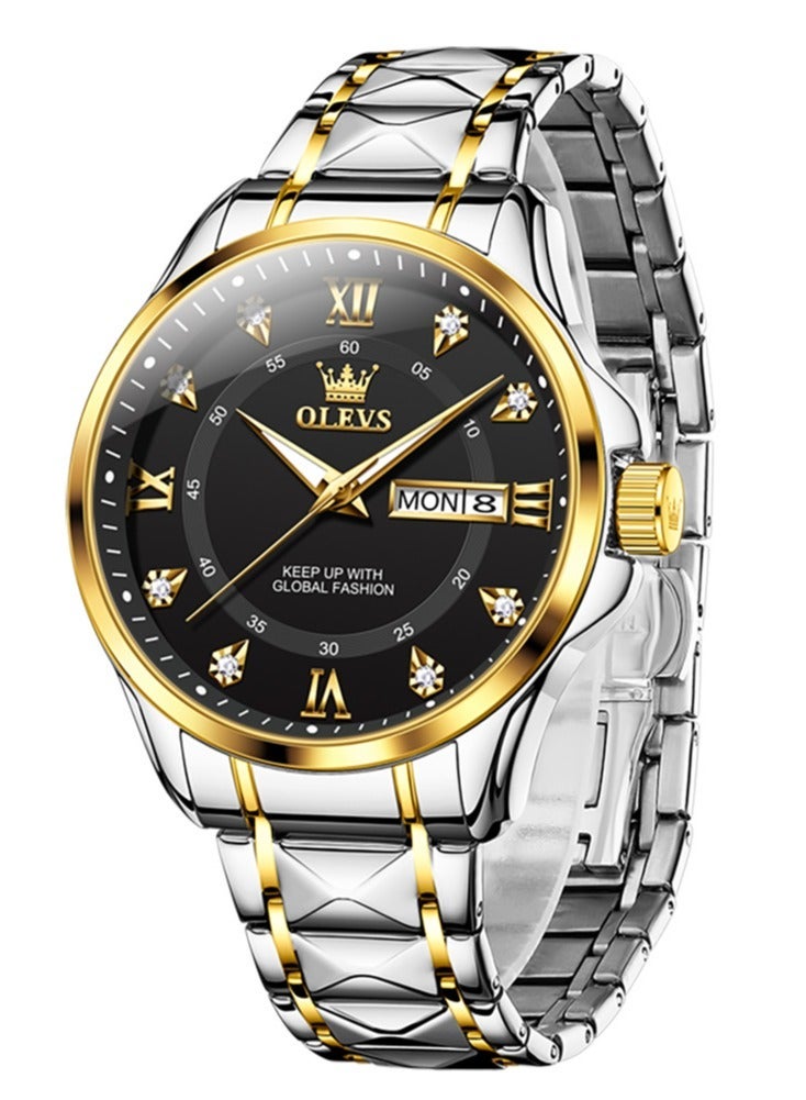 أوليفز ساعة OLEVS 2906 للرجال والنساء من الألماس الروماني الفاخر مع تقويم الأعمال وساعة مقاومة للماء - Image 3