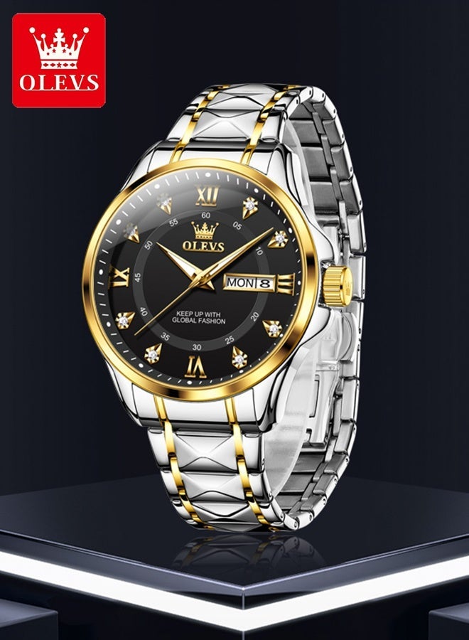 أوليفز ساعة OLEVS 2906 للرجال والنساء من الألماس الروماني الفاخر مع تقويم الأعمال وساعة مقاومة للماء - Image 1