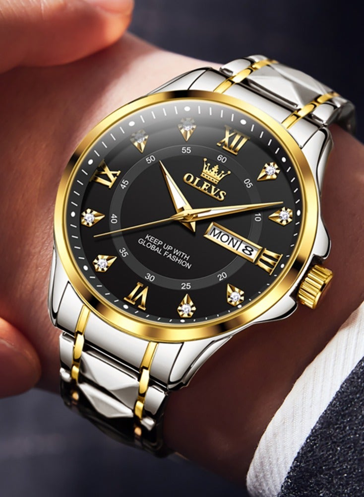 أوليفز ساعة OLEVS 2906 للرجال والنساء من الألماس الروماني الفاخر مع تقويم الأعمال وساعة مقاومة للماء - Image 4