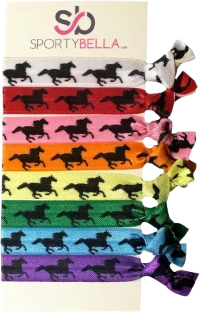 Infinity Collection Multi Colored Horse Hair Accessories Cowgirl Elastics Set No Crease Hair Ties Gift for Equestrian