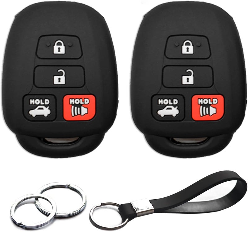 INFIPAR 2pcs Compatible with Toyota Remote Head 4 Buttons Black Silicone FOB Key Case Cover Protector Keyless Remote Holder for 2019 2018 2017 2016 2015 2014 2013 2012 Toyota Camry Corolla RAV4 - Image 1