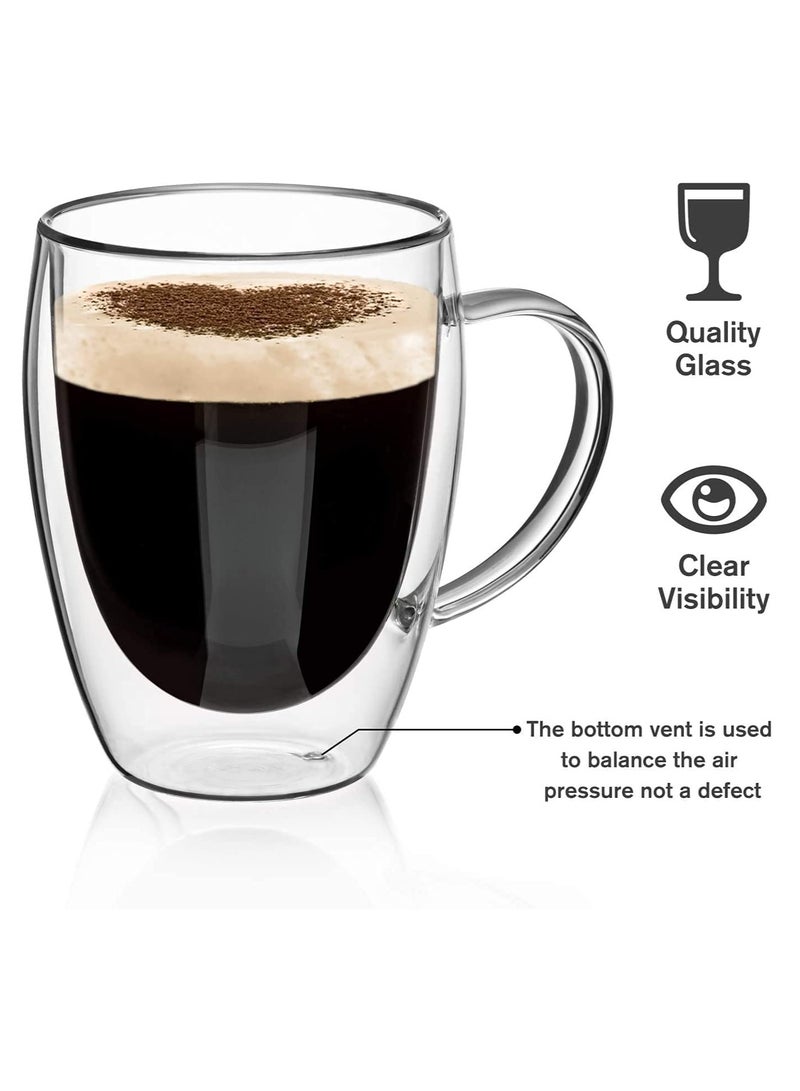 GGEROU Double Wall Glass Coffee Mugs with Handle,2 Pack Insulated Coffee Cups Espresso Cups,Heat-resistant Borosilicate Glass Coffee Mugs （250ml） - Image 5