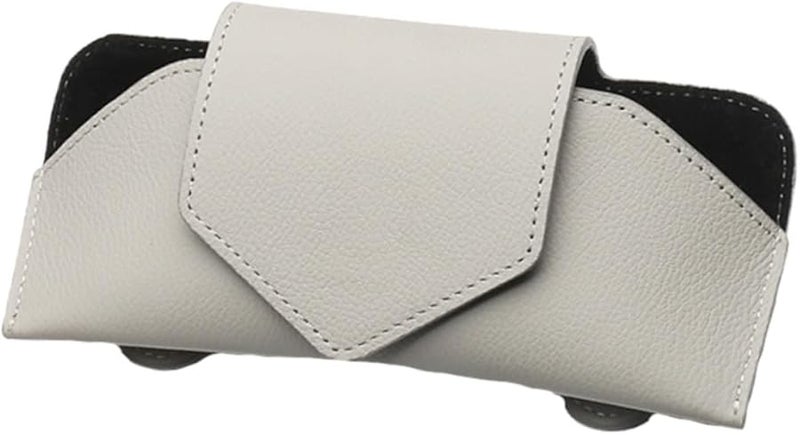 Magnetic Clip On Car Visor Sunglasses Holder PU Leather Organizer Random Color - Image 1