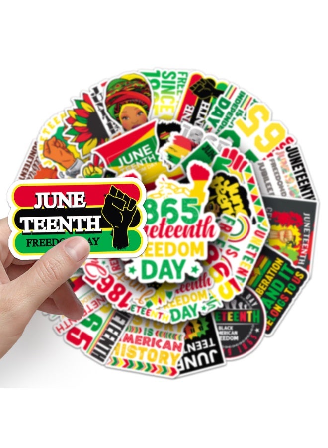 NIBEMINENT 50 Pcs Black Liberation Day Deco Kit Waterproof Stickers, High Definition Printing Bright Colors, Suitable for Laptop Skateboard Luggage Water Bottle Guitar DIY - Image 3