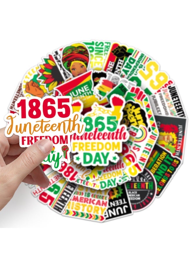 NIBEMINENT 50 Pcs Black Liberation Day Deco Kit Waterproof Stickers, High Definition Printing Bright Colors, Suitable for Laptop Skateboard Luggage Water Bottle Guitar DIY - Image 2