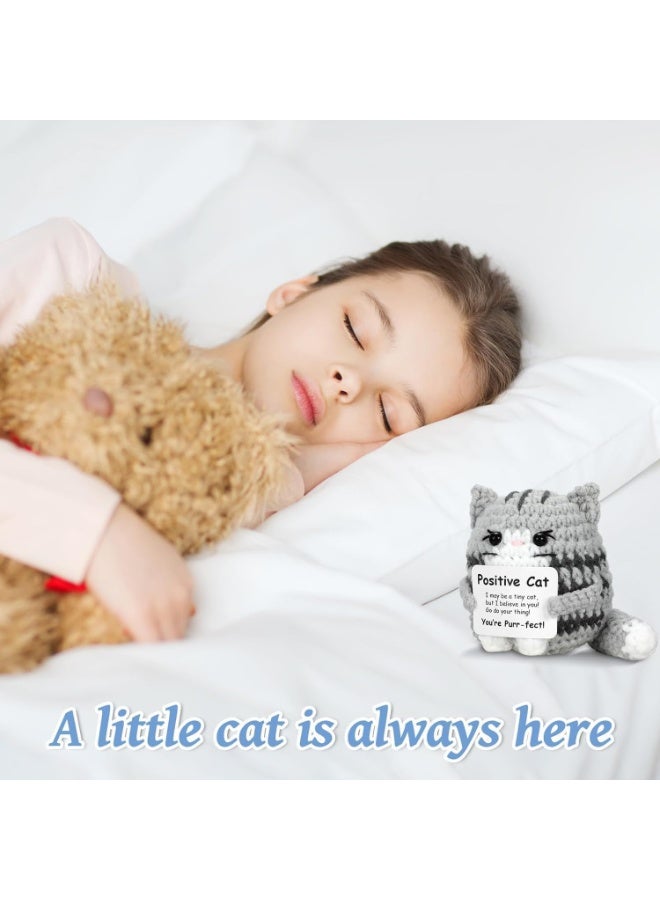 Peachjoy Mini Positive Crochet Cat: Emotional Support Gifts Inspirational Handmade Knitted Doll with Inspirational Message - Thoughtful Crochet Gift for Cat Lovers Women Men Friends Family - Image 4