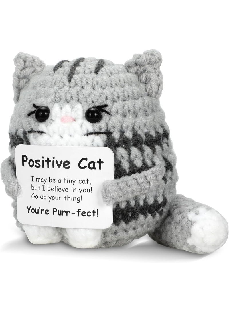Peachjoy Mini Positive Crochet Cat: Emotional Support Gifts Inspirational Handmade Knitted Doll with Inspirational Message - Thoughtful Crochet Gift for Cat Lovers Women Men Friends Family - Image 1