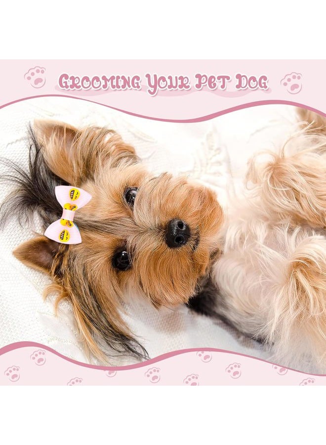YAKA 60PCS/30Pairs Cute Puppy Dog Small Bowknot Hair Bows with Clips Hair Handmade Accessories Bow Pet Grooming Products (60 Pcs,Cute Patterns - Image 4