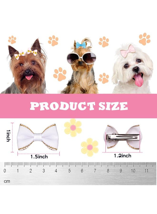 YAKA 60PCS/30Pairs Cute Puppy Dog Small Bowknot Hair Bows with Clips Hair Handmade Accessories Bow Pet Grooming Products (60 Pcs,Cute Patterns - Image 2