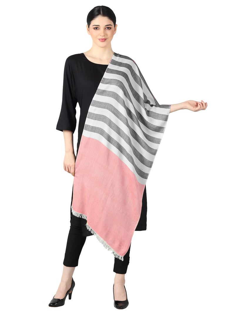 Flyer Stole/Scarf For Girl/FemaleColour- Pink Soft Viscose Cotton Blend Ethnic Pattern Strip Scarves Pack Of 1 ST-08 - Image 3