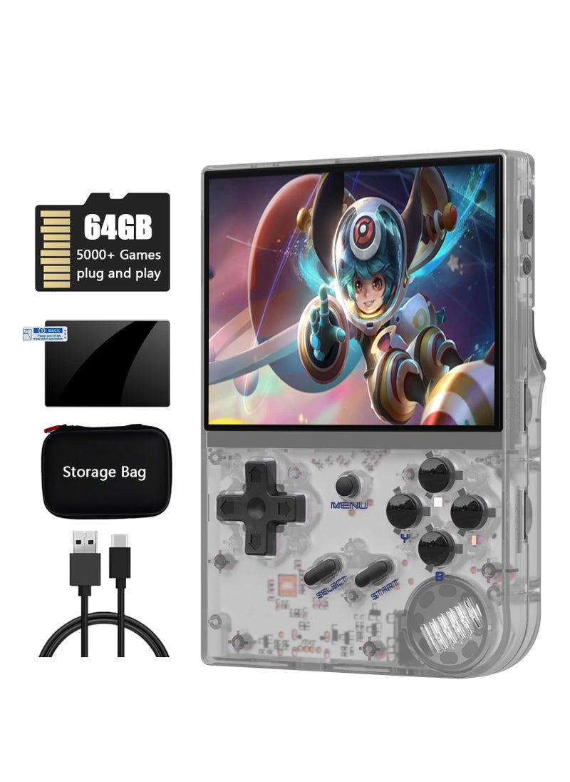 Fanski - RG35XX Handheld Game Console , Dual System Linux+GarlicOS 3.5 Inch IPS Screen Built-in 64G TF Card 5000+ Classic Games Support HDMI TV Output - Image 1
