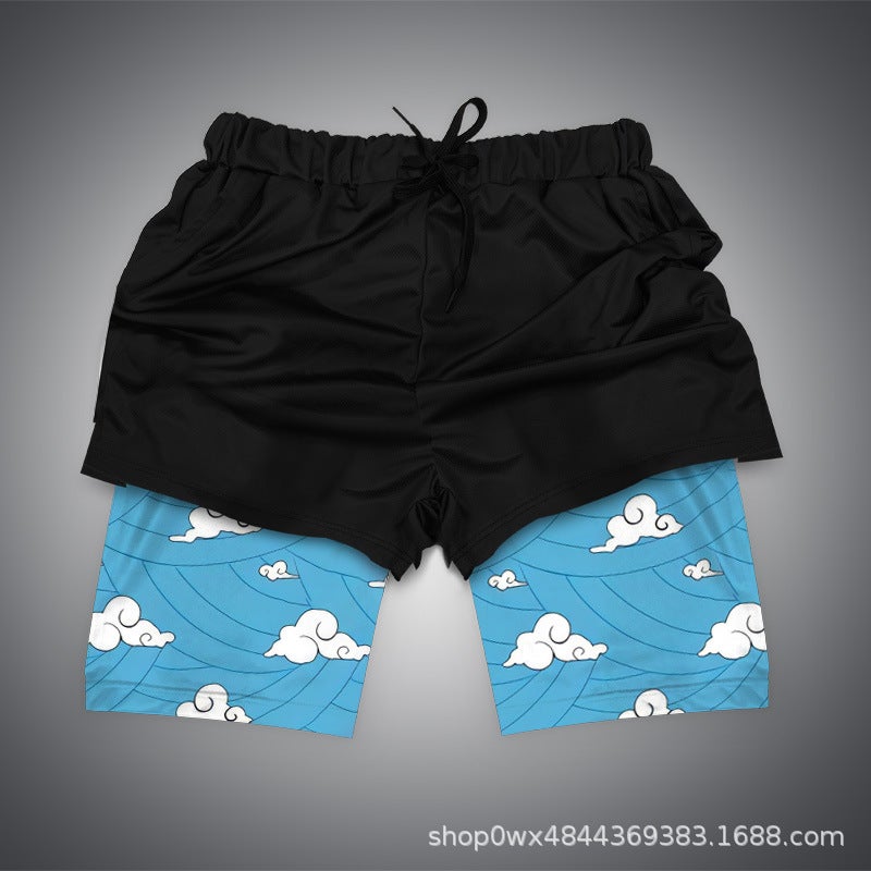 Huo Ying Series Shorts 3D Digital Printing Dragon Ball Double Layer Beach Pants E-Commerce Supply - Image 1