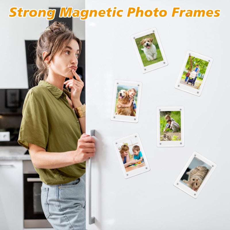 COYMOS 24 Packs Acrylic Magnetic Photo Frame for Refrigerator Double Sided Magnetic Polaroid Frames for Pictures Instax Mini Frame Super Clear 2.36 x 3.54 Inch - Image 2