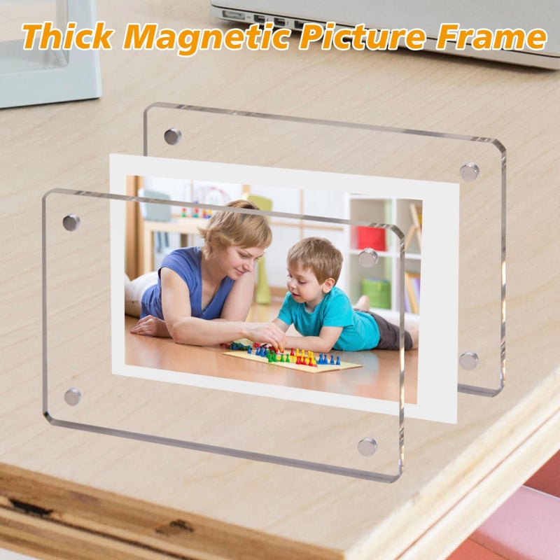 COYMOS 24 Packs Acrylic Magnetic Photo Frame for Refrigerator Double Sided Magnetic Polaroid Frames for Pictures Instax Mini Frame Super Clear 2.36 x 3.54 Inch - Image 3