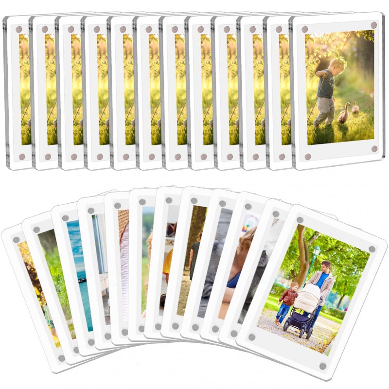 COYMOS 24 Packs Acrylic Magnetic Photo Frame for Refrigerator Double Sided Magnetic Polaroid Frames for Pictures Instax Mini Frame Super Clear 2.36 x 3.54 Inch - Image 1