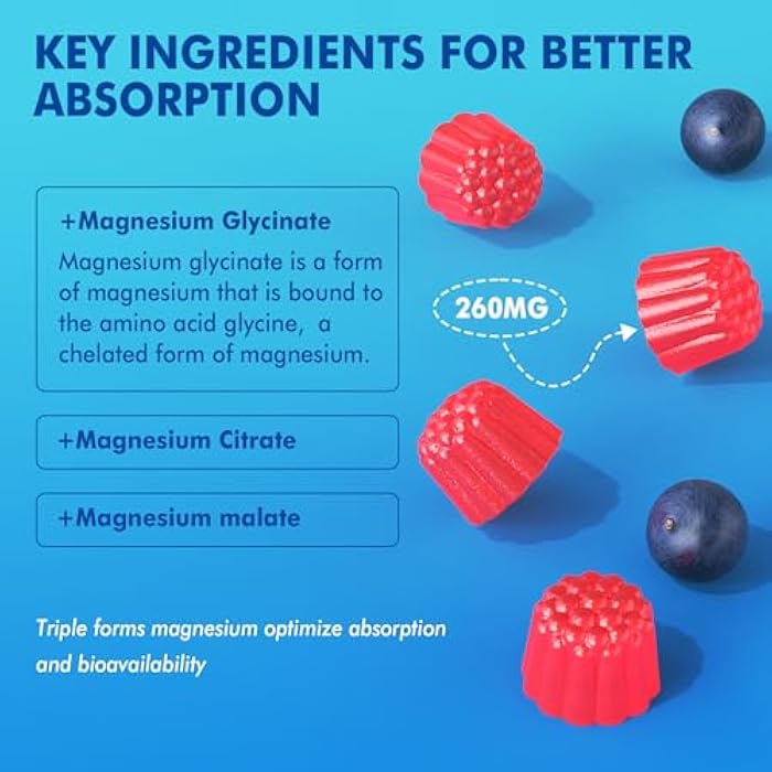 EnvyCure Magnesium Gummies - Triple Magnesium Complex, Magnesium Glycinate Gummies | Magnesium Glycinate, Malate, Citrate w/ D3 B6 B12, for Calm, Sleep & Muscle Cramp | High Absorption | Vegan, 2 Pack - Image 5
