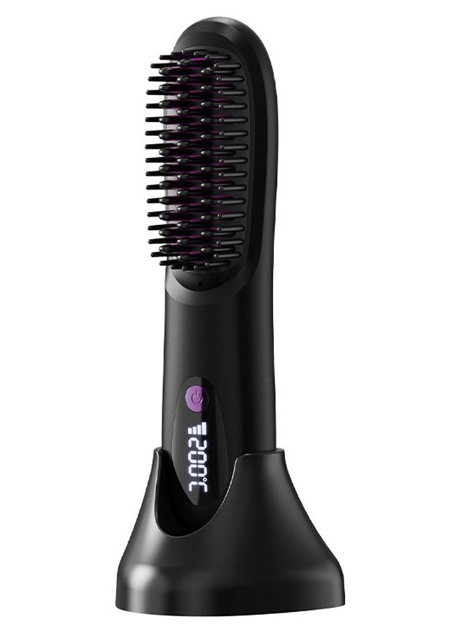 Generic - Cordless Hair Straightener Brush with Detachable for Easy Clean,100 million Negative Ions, 3-Speed Smart Temp Control and Type-C/Base Dual Charging, Travel-Friendly Styling Tool - Image 1