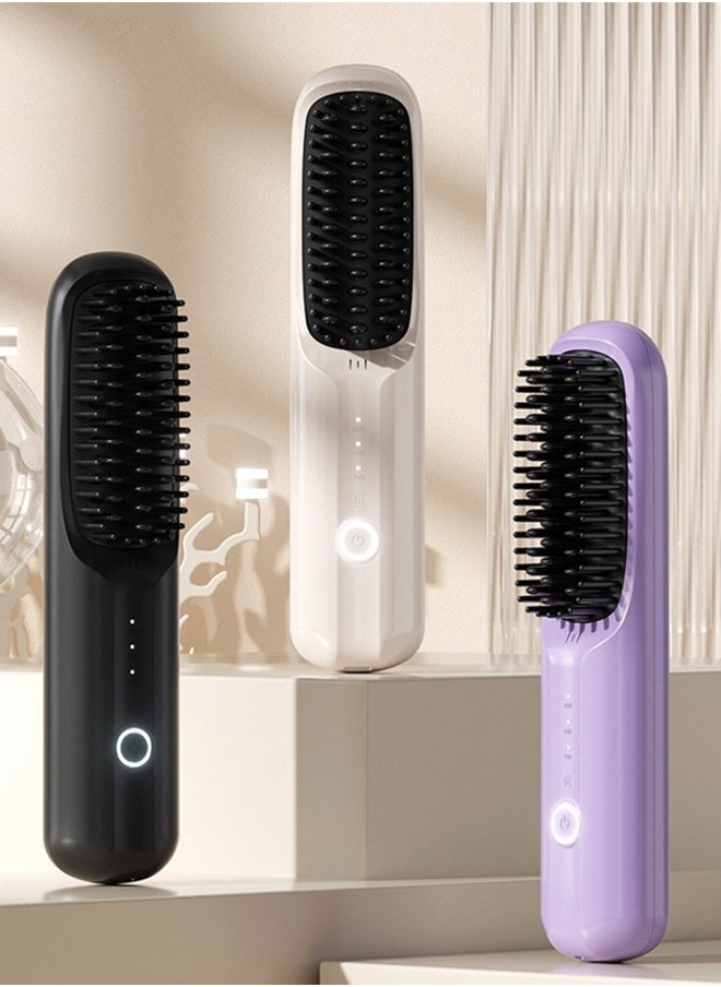 Generic - Cordless Hair Straightener Brush with Detachable for Easy Clean,100 million Negative Ions, 3-Speed Smart Temp Control and Type-C/Base Dual Charging, Travel-Friendly Styling Tool - Image 1