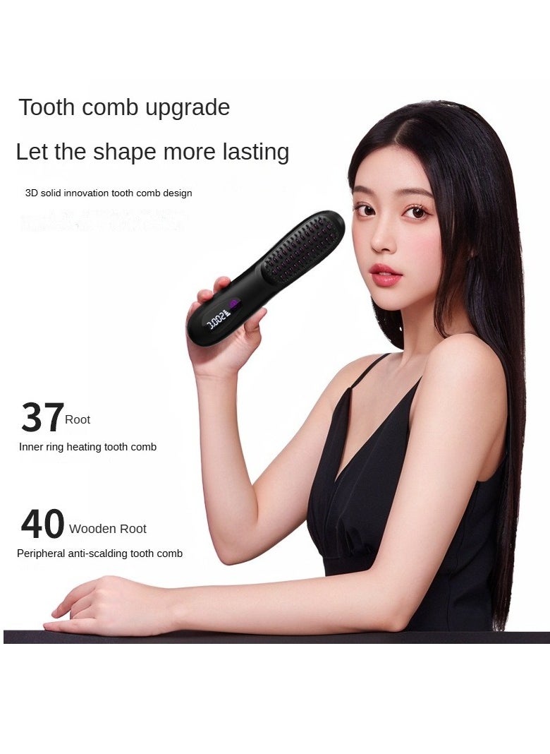 Generic - Cordless Hair Straightener Brush with Detachable for Easy Clean,100 million Negative Ions, 3-Speed Smart Temp Control and Type-C/Base Dual Charging, Travel-Friendly Styling Tool - Image 1
