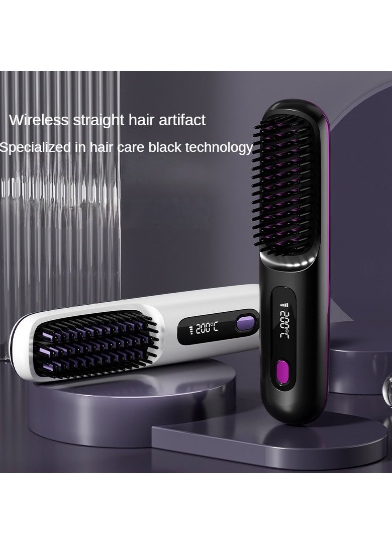 Generic - Cordless Hair Straightener Brush with Detachable for Easy Clean,100 million Negative Ions, 3-Speed Smart Temp Control and Type-C/Base Dual Charging, Travel-Friendly Styling Tool - Image 1