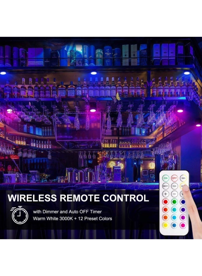 6 Pcs Puck Lights with 2 Remote Control, LED Under Cabinet Lighting Wireless, Battery Operated Wireless Night Lights, Space Saving, Energy Conservation,for Closet, Kitchen, Wall, Counter,Black - Image 5