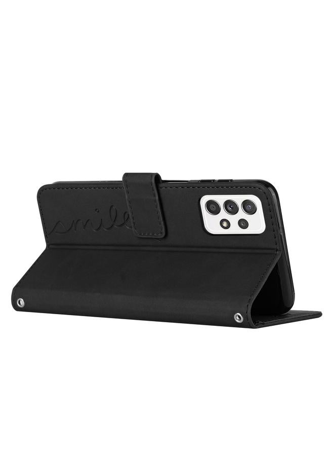 S-TOP Case For Samsung Galaxy A53 5G Skin Feel Heart Pattern Leather Phone Case With Lanyard - Image 3