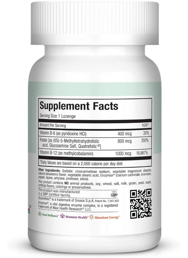 Maxi Health Methyl Folate Lozenges With B12 & B6, Berry Flavored - Memory, Cardiovascular Hormone & Immune Support - Gluten Free, Kosher  - Image 3