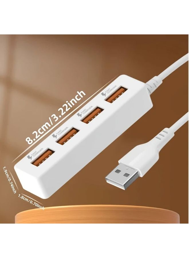 قطعة واحدة: شاحن USB متعدد المنافذ 4 في 1، محول USB بطول 2 متر، شريط طاقة شحن سريع ذكي، مناسب لأجهزة أندرويد وآيفون وأجهزة الكمبيوتر المحمولة والأجهزة اللوحية، ملحق تقني محمول، تصميم أنيق وصغير الحجم موفر للمساحة، بناء متين. - Image 2