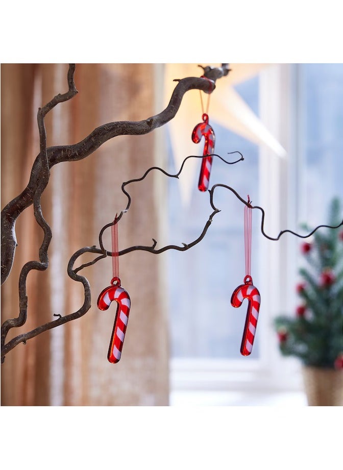 Generic VINTERFINT Tree ornament, glass/candy cane red/white, 8 cm 3 PACK  - Image 2