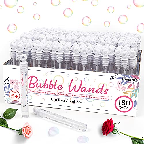Inscraft 180 Pack Bubble Wands Bulk, Party Favors for Weddings, Anniversaries, Celebrations, Graduation, Birthday, Summer Toys for Kids Adults by Inscraft - Image 1