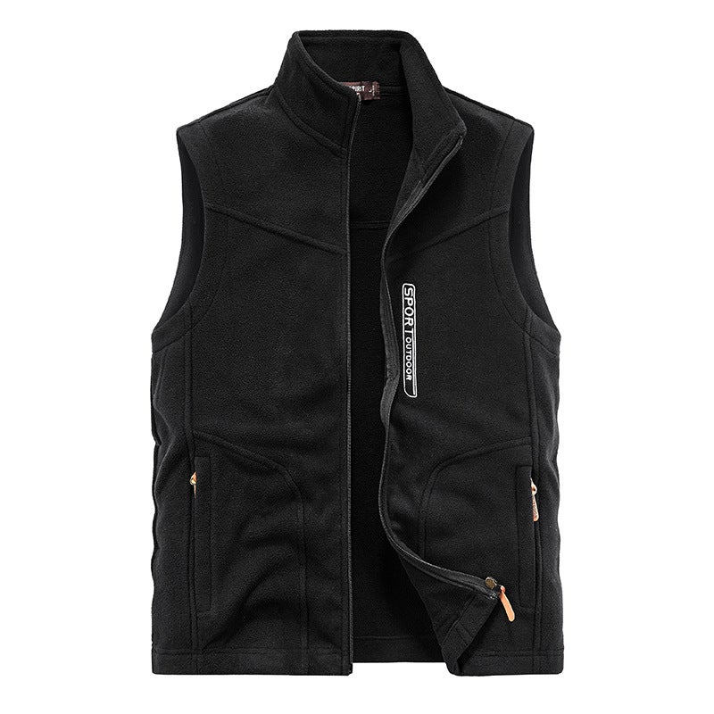 New AutumnPlus Size Mens Fleece Vest Casual Quilted Warm Shoulder Top For Leisure And Outdoor Activities Army Green - Image 2